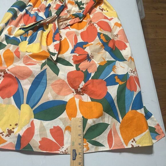 Vince Camuto Floral Midi Sundress Cream Yellow Orange Green Blue Size 14 - Picture 6 of 12
